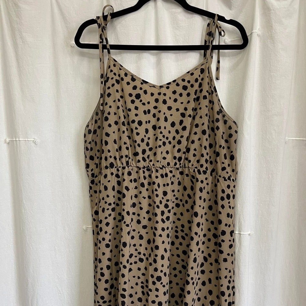 Stylish Tan and Black Polka Dot Dress